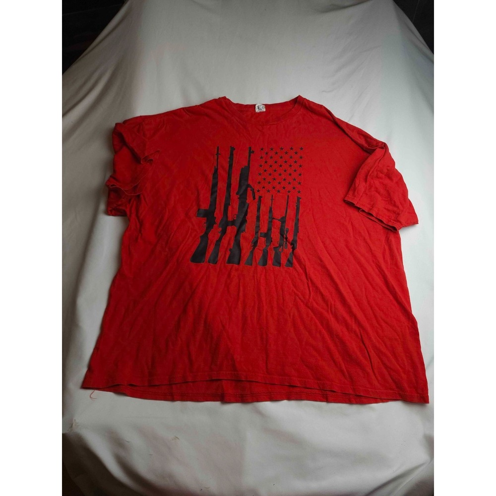 American Flag Rifle Graphic T-Shirt Men Size 3XL Red Short Sleeve Patriotic USA
